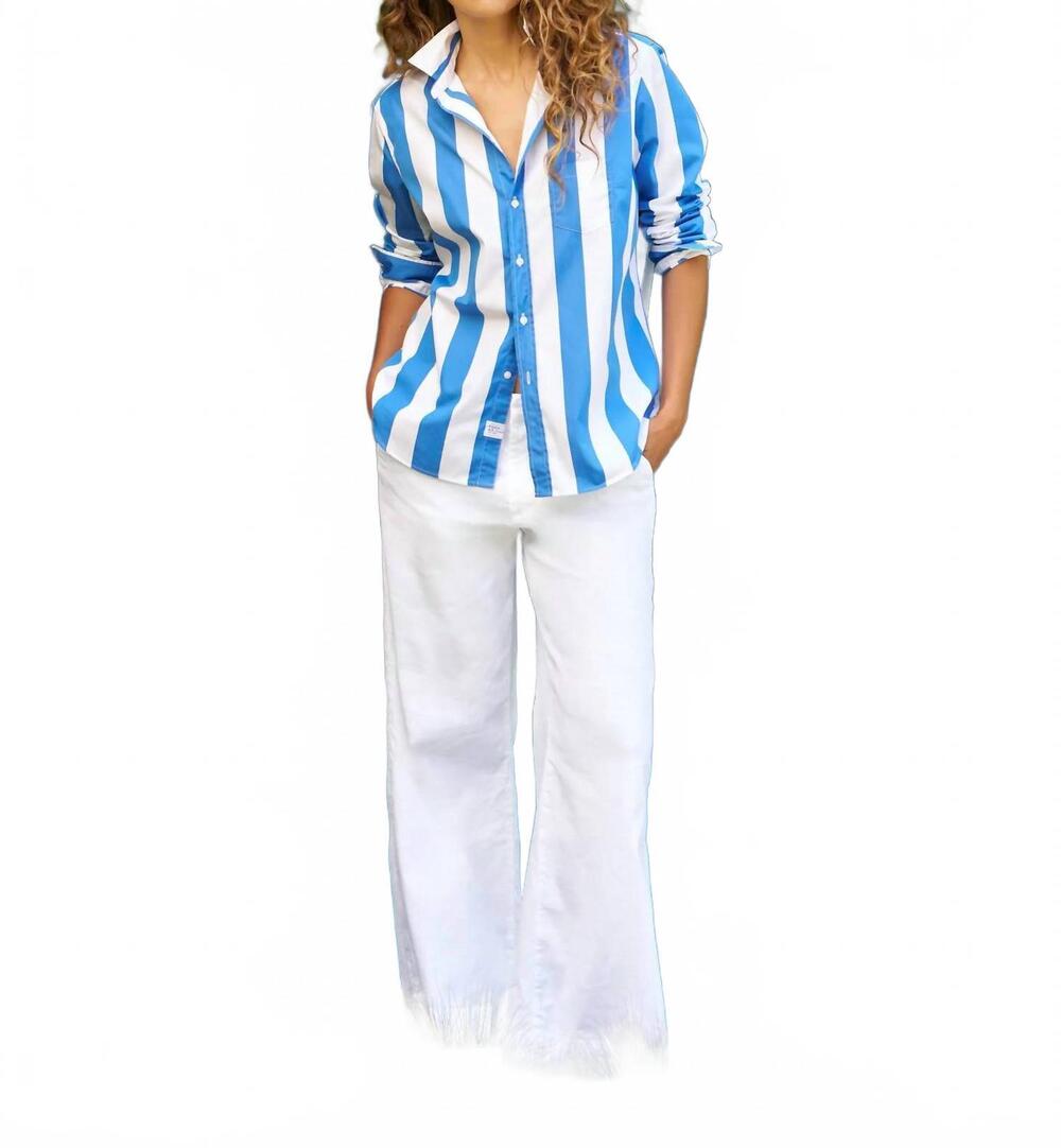 NEW FRANK & EILEEN eileen button up top in wide blue stripe